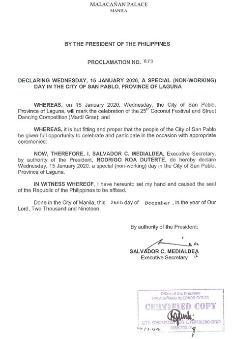 holidays in san pablo|Proclamation No. 1275 s. 2022 .